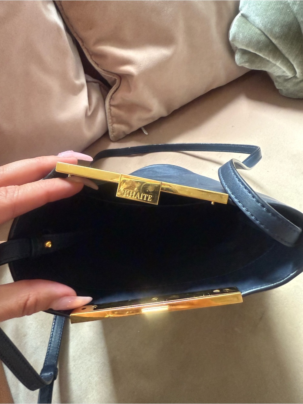 Khaite Etta Bag in Navy Leather - Picture 9 of 11